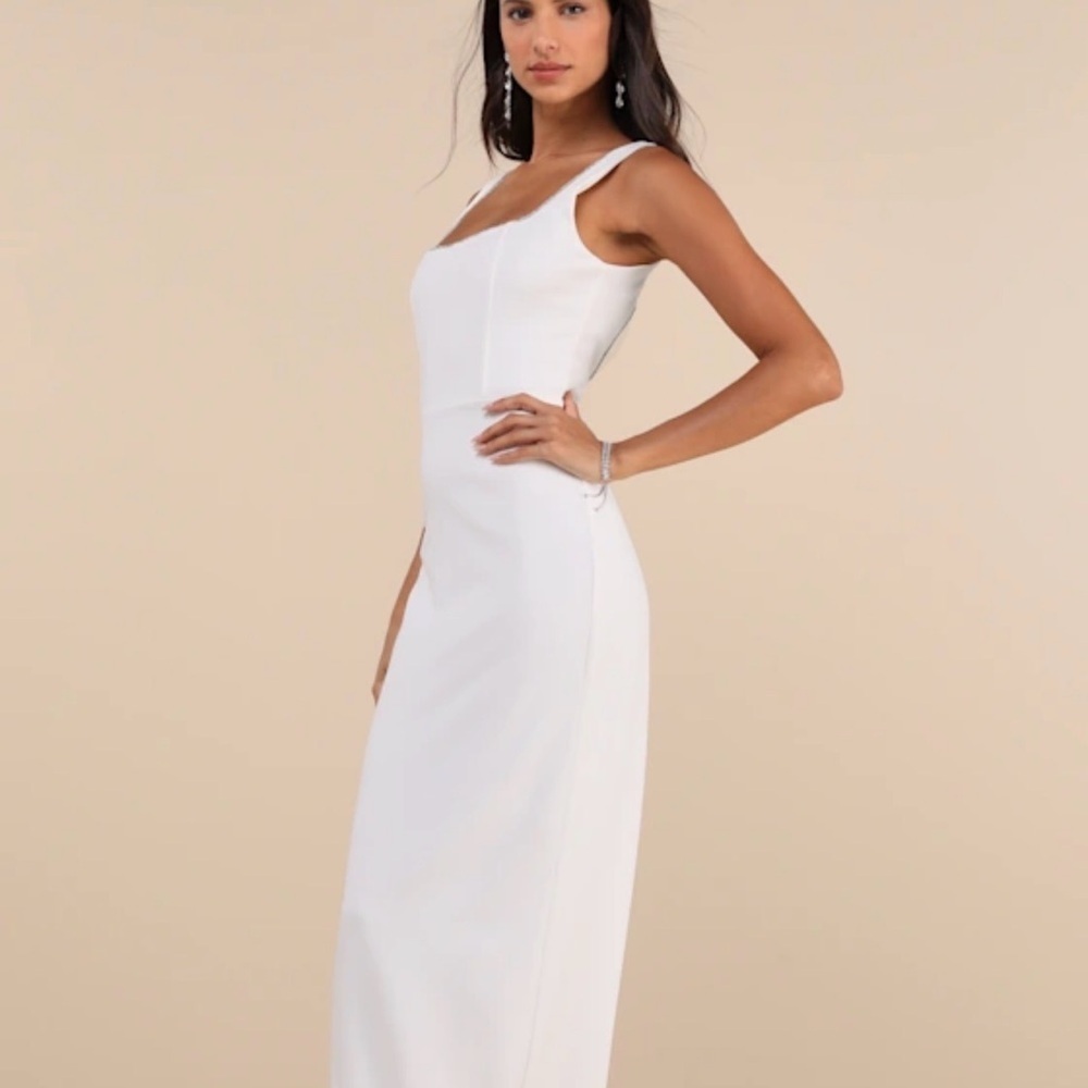 Lulu's Timeless White Rhinestone Backless Dress - Picture 3 of 5